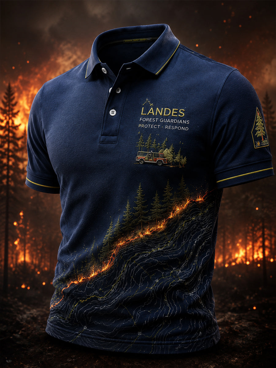 Camisa de manga corta para hombre con diseño de incendios forestales europeos