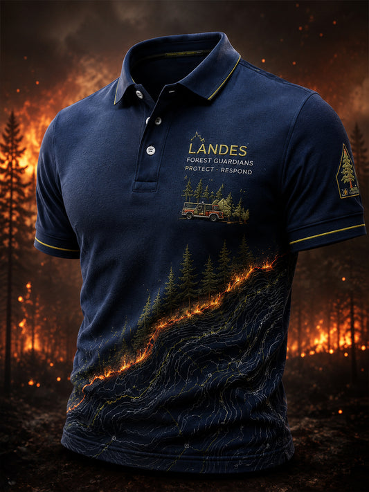 Camisa de manga corta para hombre con diseño de incendios forestales europeos