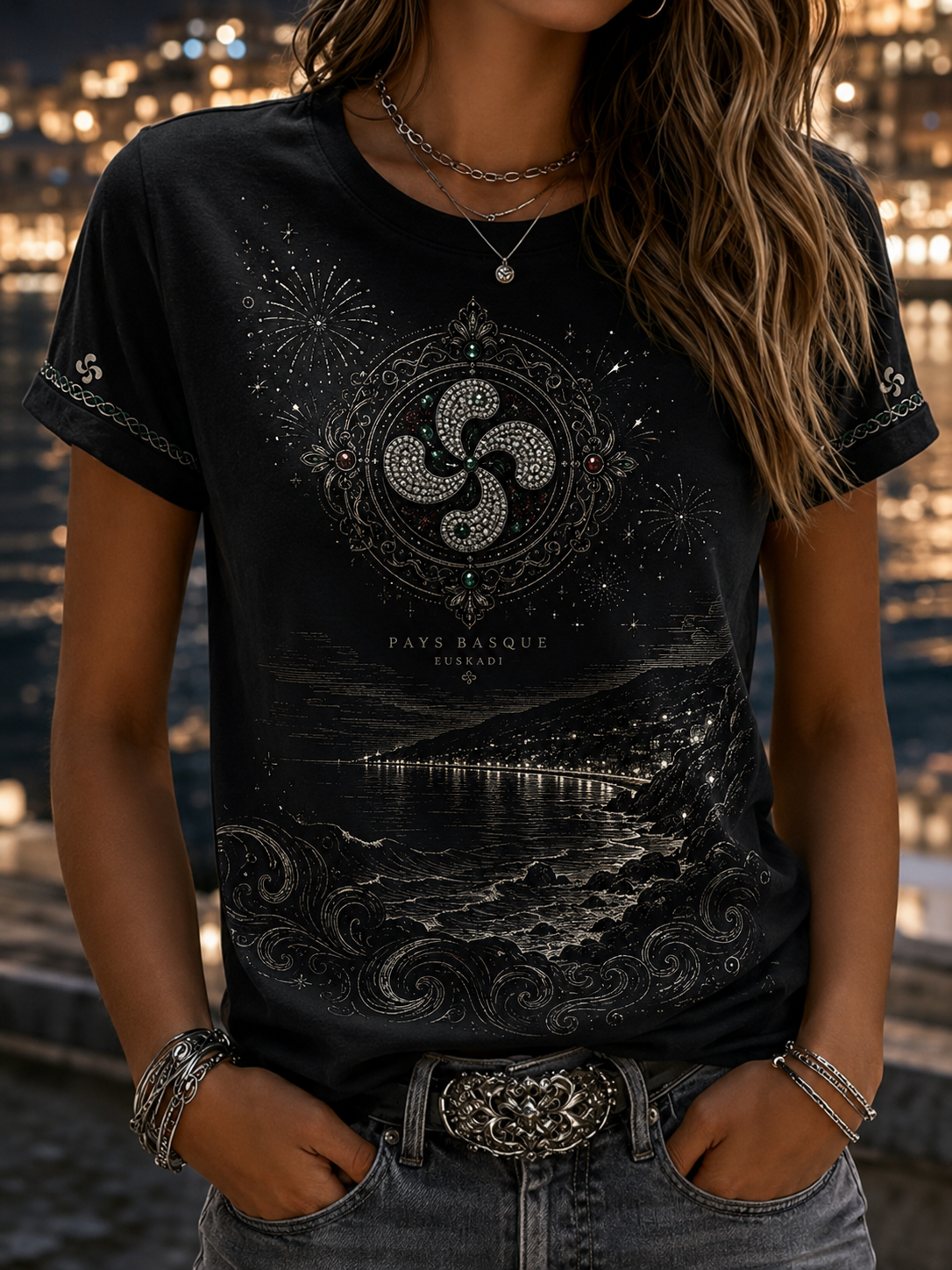 Camiseta vasca de mujer de manga corta
