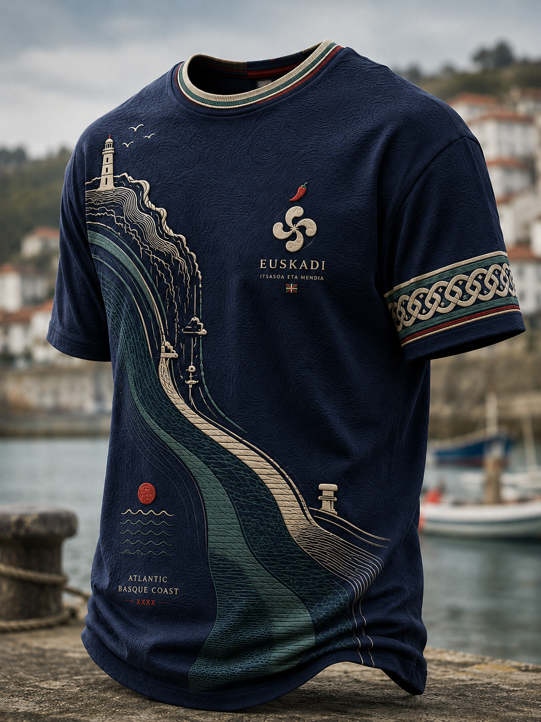 Camiseta vasca de manga corta para hombre