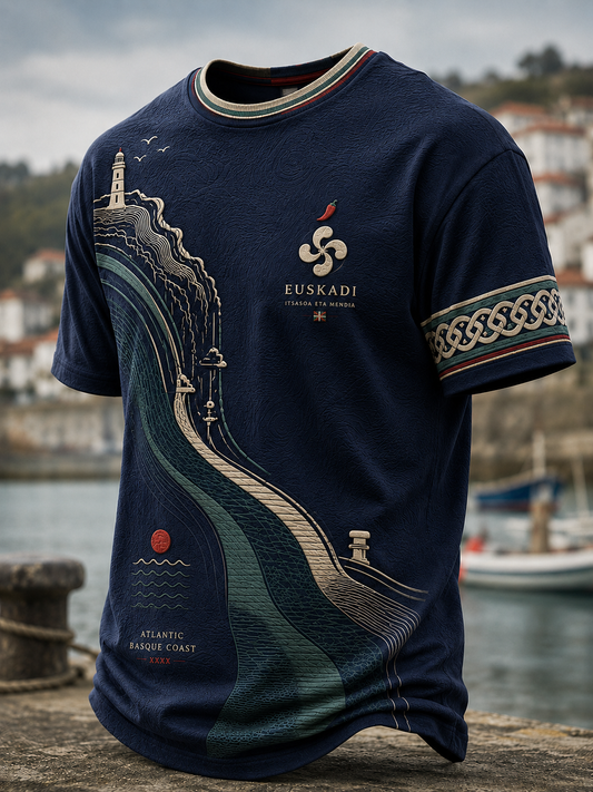 Camiseta vasca de manga corta para hombre
