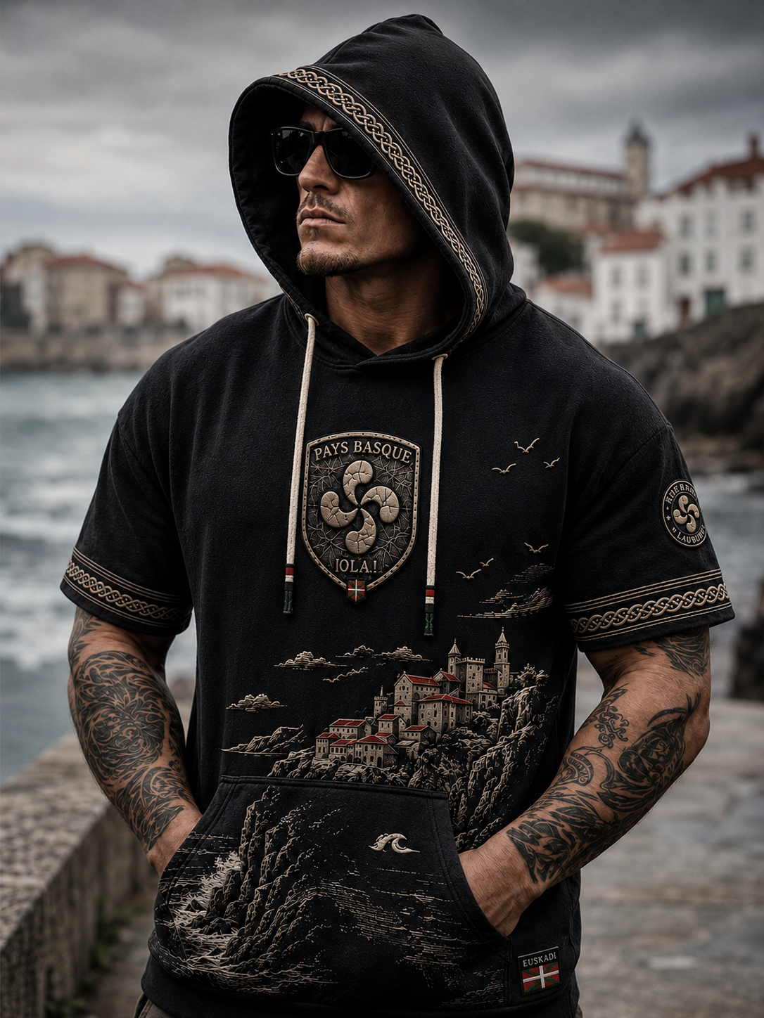 Top casual con estampado vasco de estilo vintage