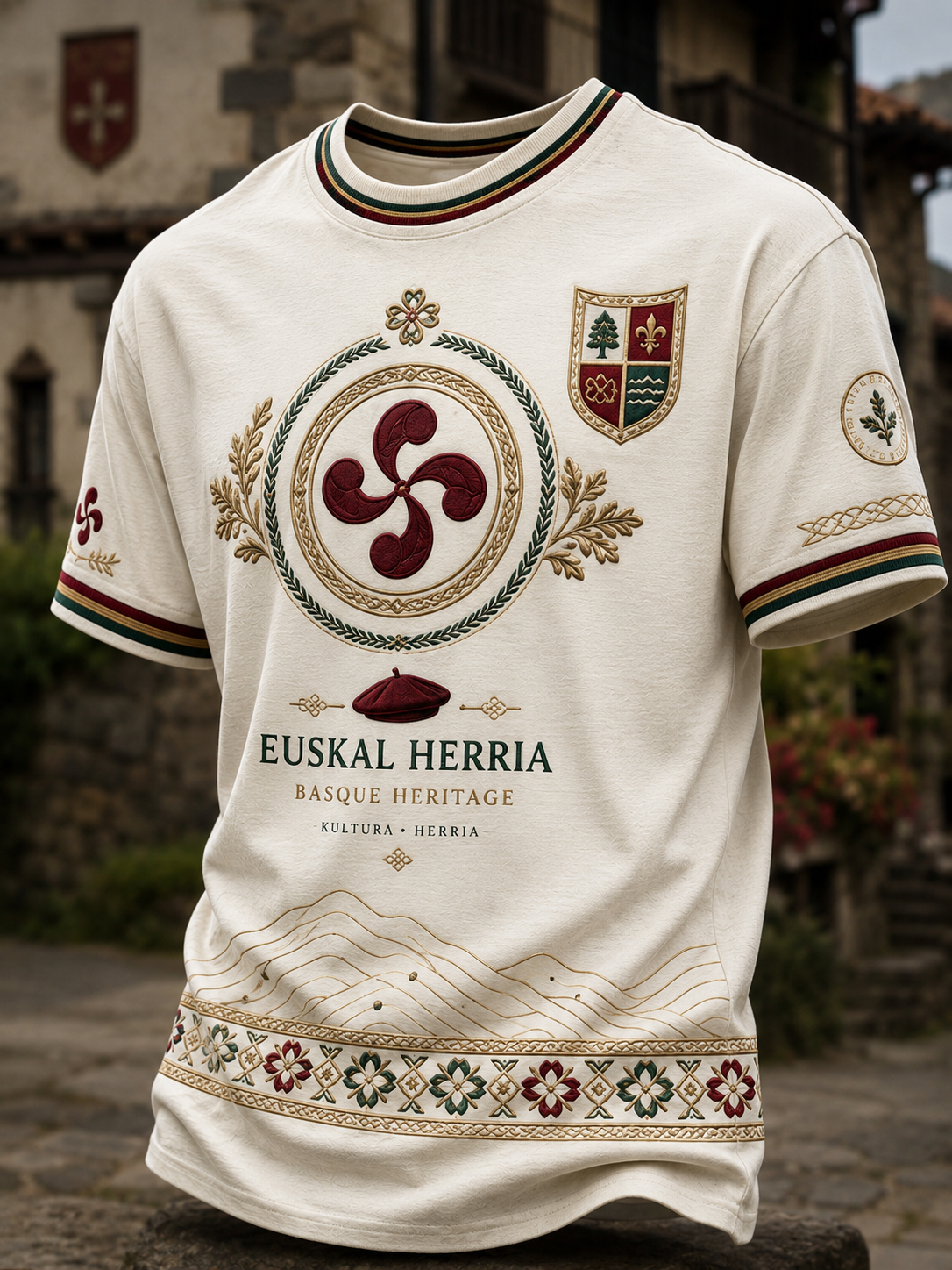 Camiseta vasca de manga corta para hombre