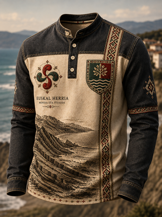 Camiseta con botón casual vasco para hombre