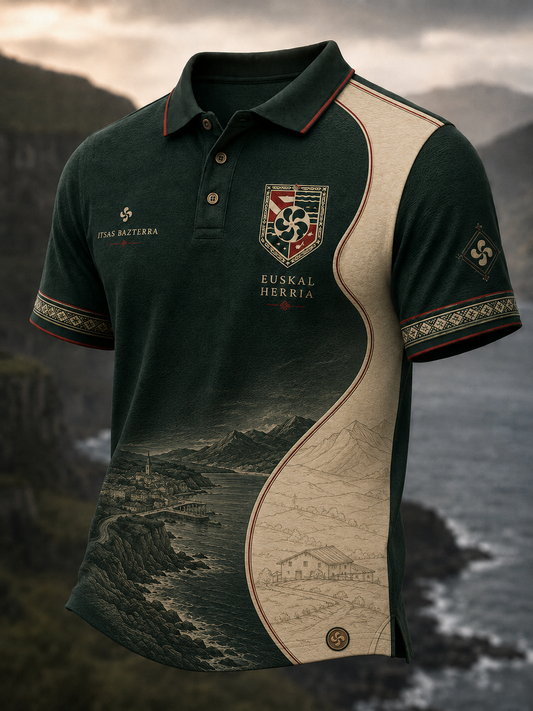 Camisa vasca de manga corta para hombre