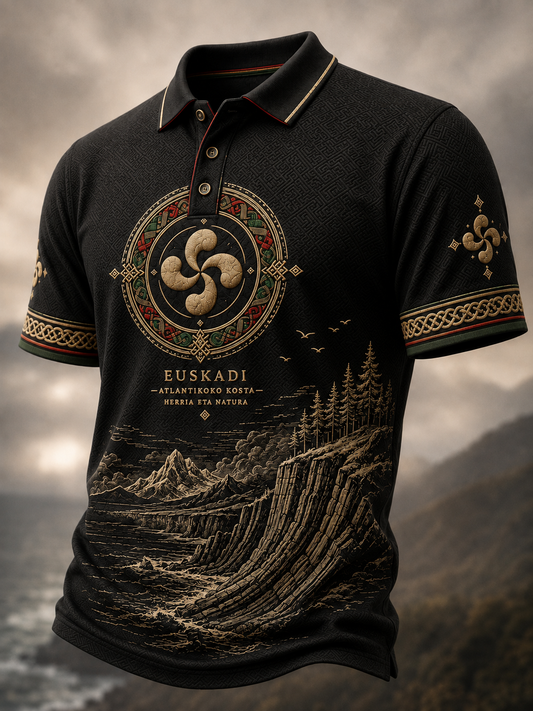 Camisa vasca de manga corta para hombre