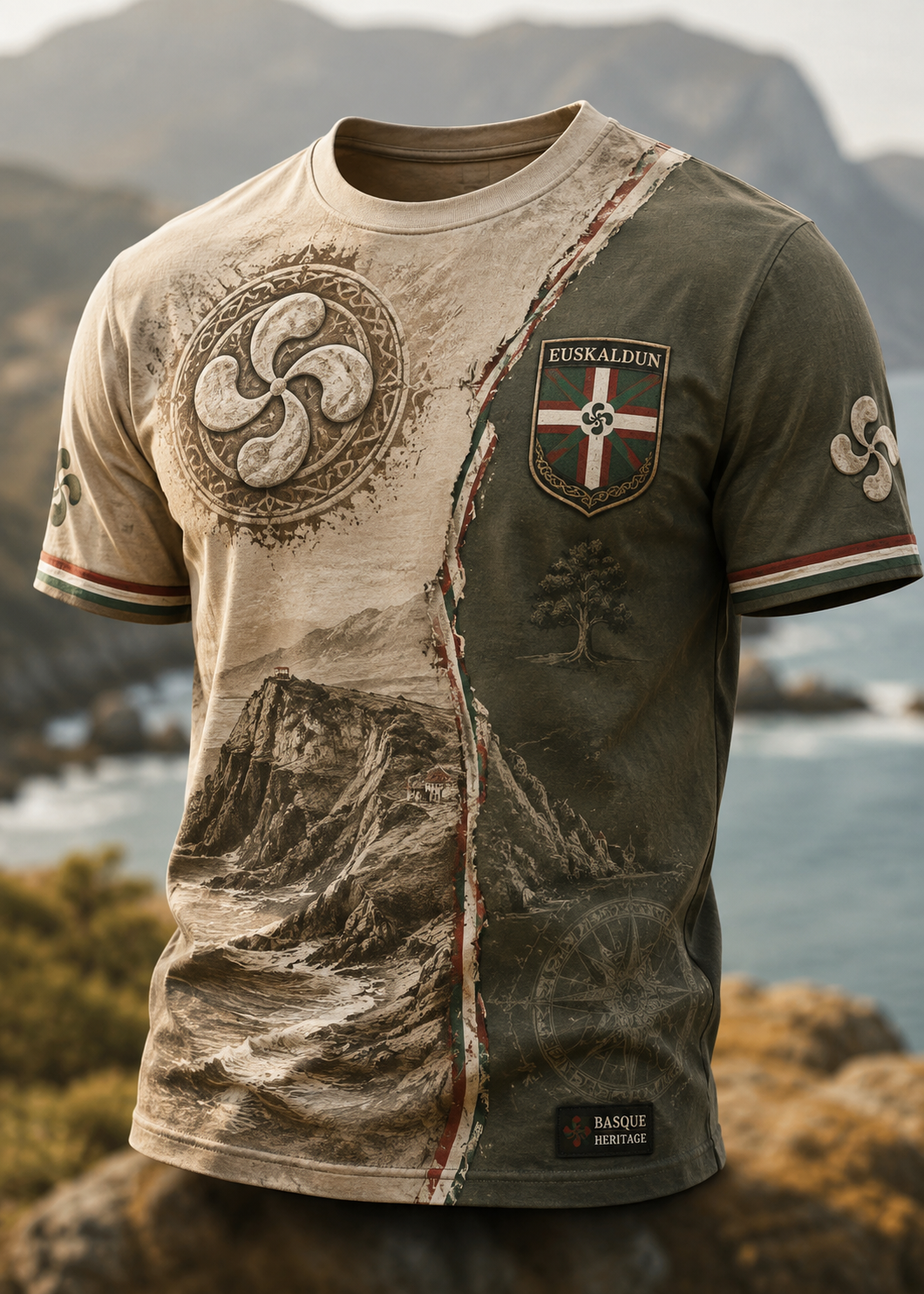 Camiseta vasca de manga corta para hombre