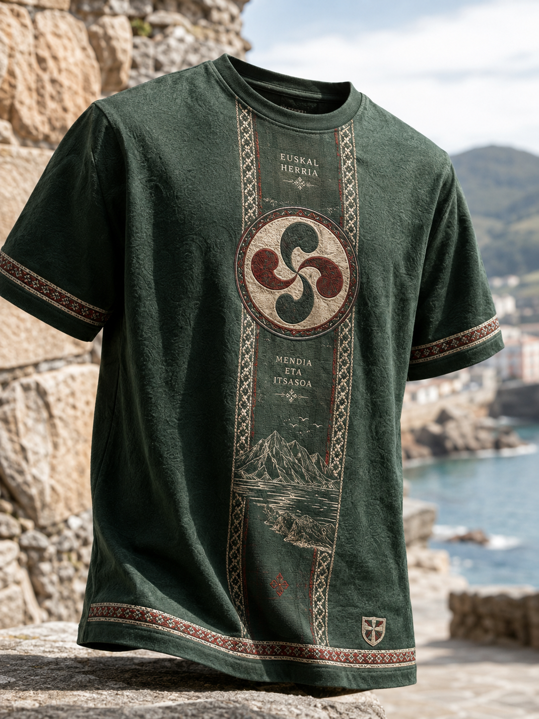 Camiseta vasca de manga corta para hombre