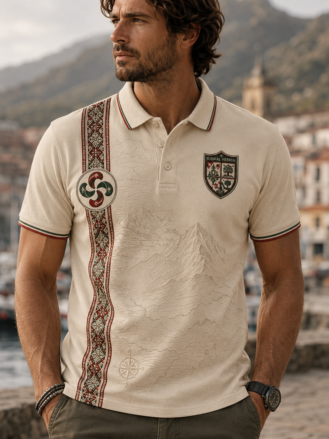 Camisa de manga corta vasca para hombre