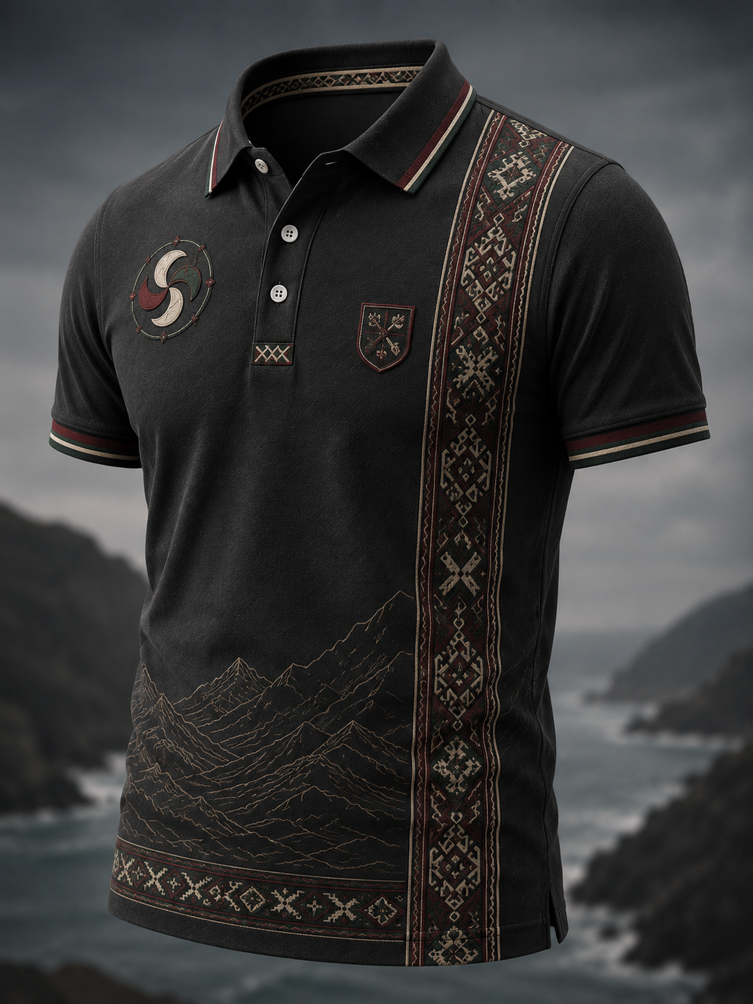 Camisa vasca de manga corta para hombre