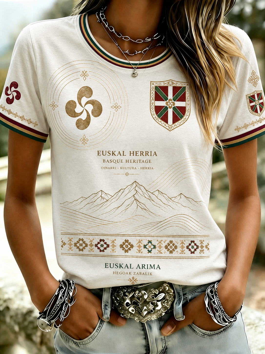 Camiseta vasca de mujer de manga corta