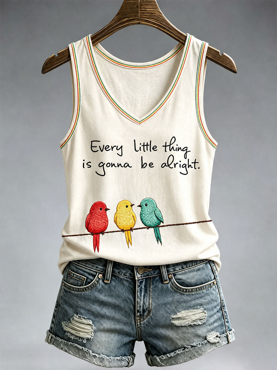 Camiseta sin mangas Every Little Thing Is Goa Be Alright de mujer