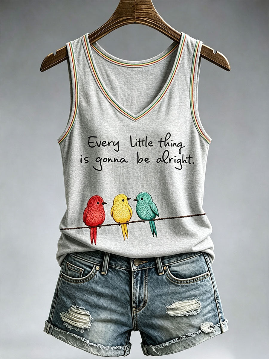 Camiseta sin mangas Every Little Thing Is Goa Be Alright de mujer