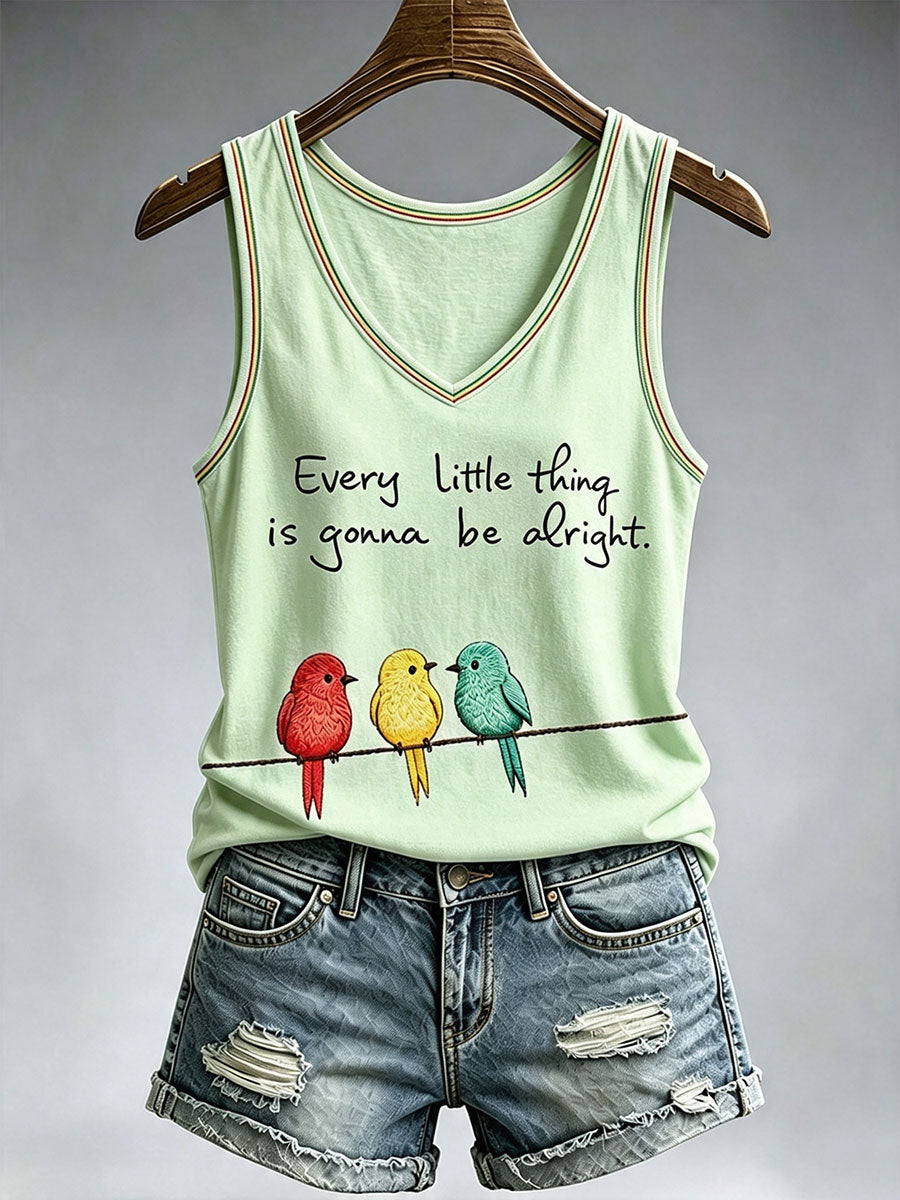 Camiseta sin mangas Every Little Thing Is Goa Be Alright de mujer