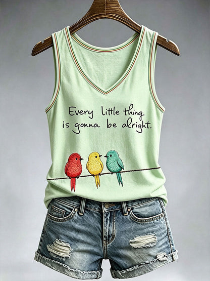 Camiseta sin mangas Every Little Thing Is Goa Be Alright de mujer