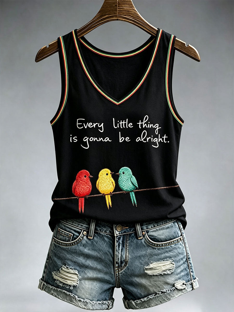 Camiseta sin mangas Every Little Thing Is Goa Be Alright de mujer