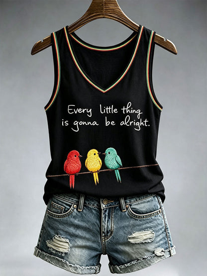 Camiseta sin mangas Every Little Thing Is Goa Be Alright de mujer