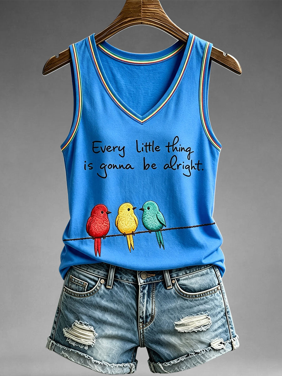Camiseta sin mangas Every Little Thing Is Goa Be Alright de mujer