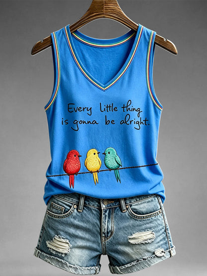 Camiseta sin mangas Every Little Thing Is Goa Be Alright de mujer