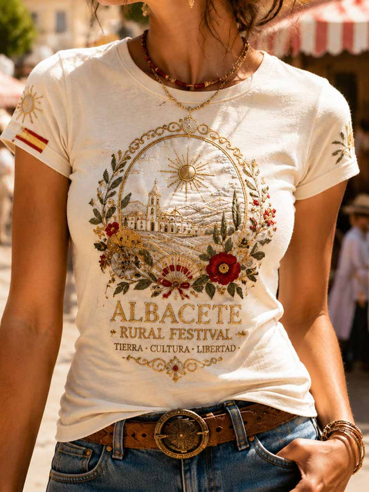 Camiseta estampada con diseño del Festival de Albacete para mujer