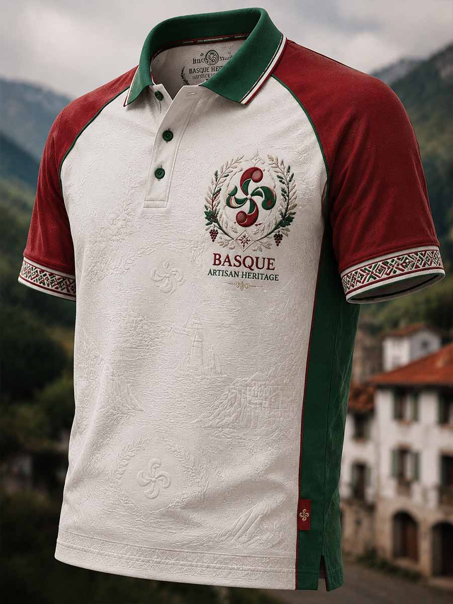 Camisa polo con estampado vasco para hombre