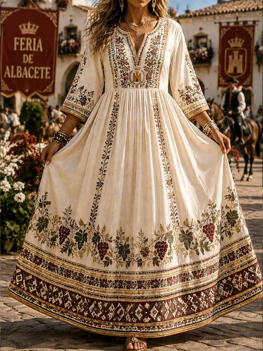 Vestido vintage de mujer con estampado de la Feria de Albacete