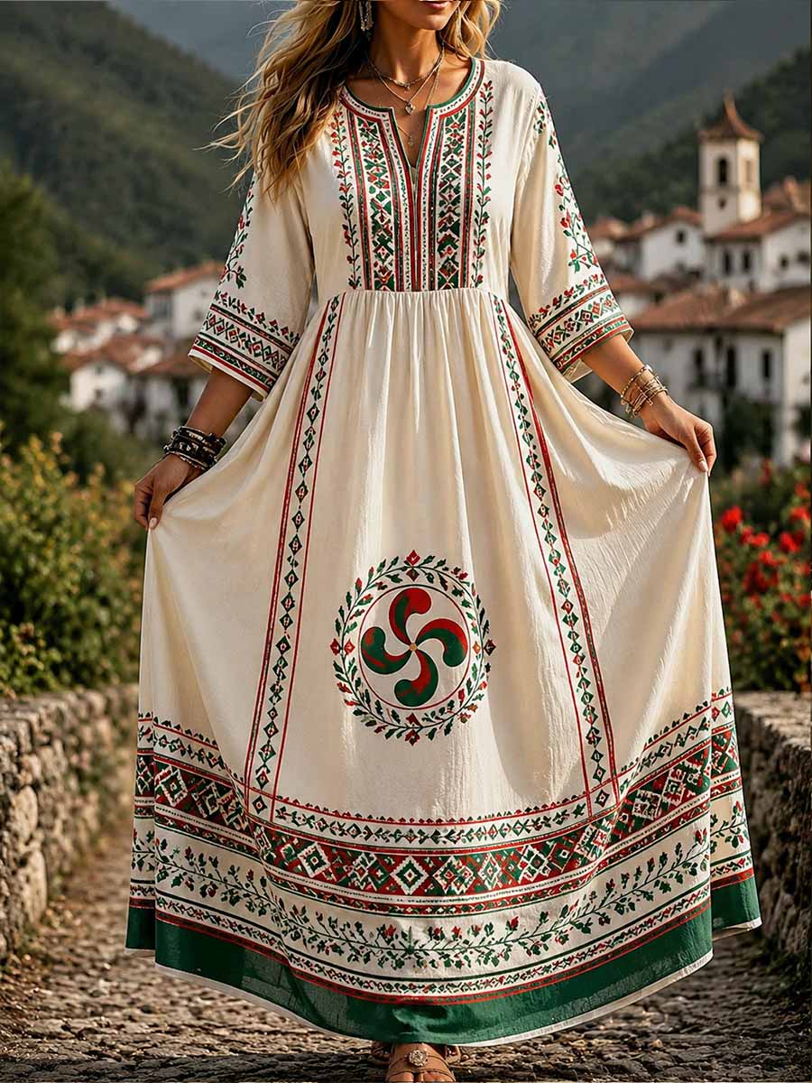 Vestido vintage de mujer con estampado vasco