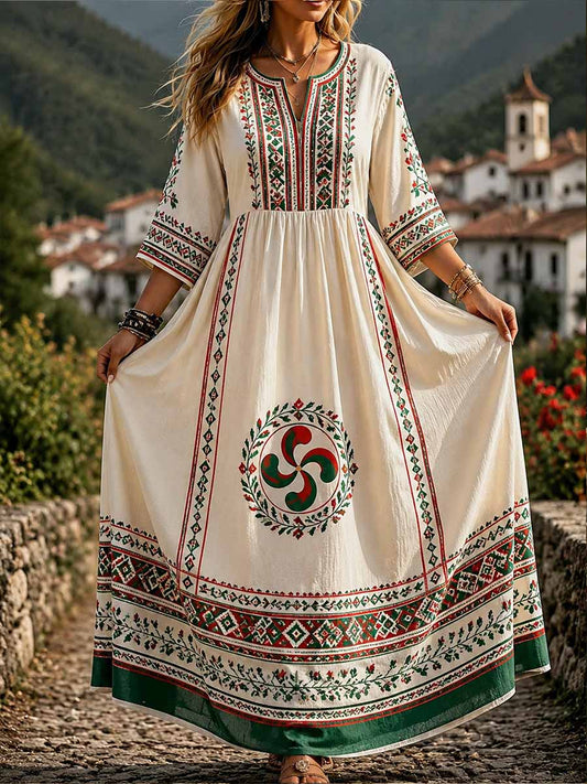 Vestido vintage de mujer con estampado vasco