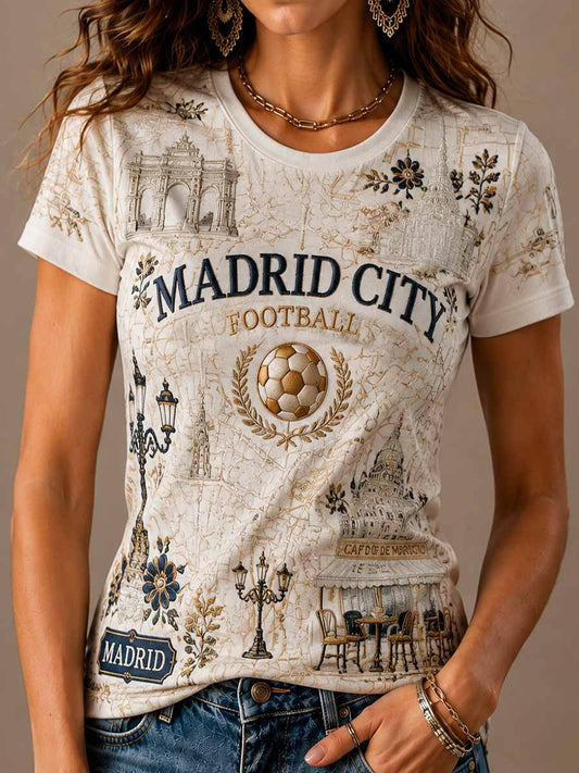 Camiseta de moda para mujer con estampado conmemorativo de fútbol