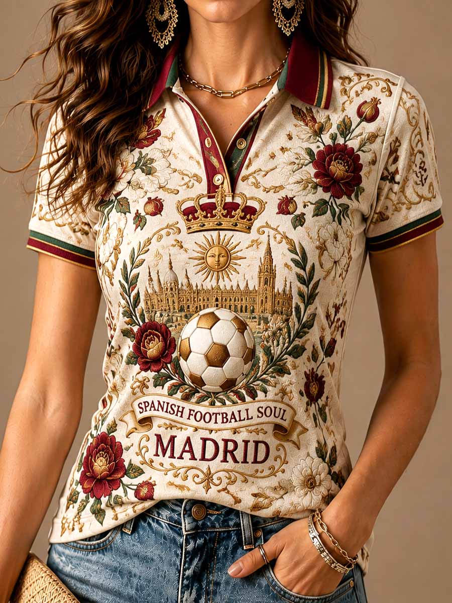 Camiseta polo de moda para mujer con estampado conmemorativo de fútbol