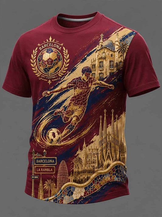 Camiseta con estampado conmemorativo de fútbol para hombre