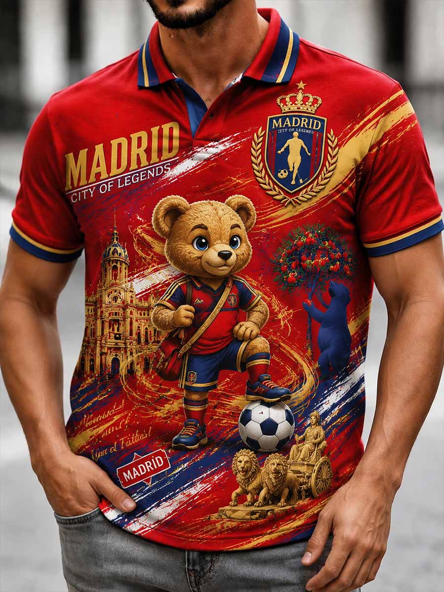 Polo retro de fútbol para hombre con estampado conmemorativo