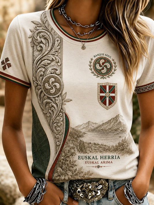 Camiseta de manga corta para mujer, País Vasco español