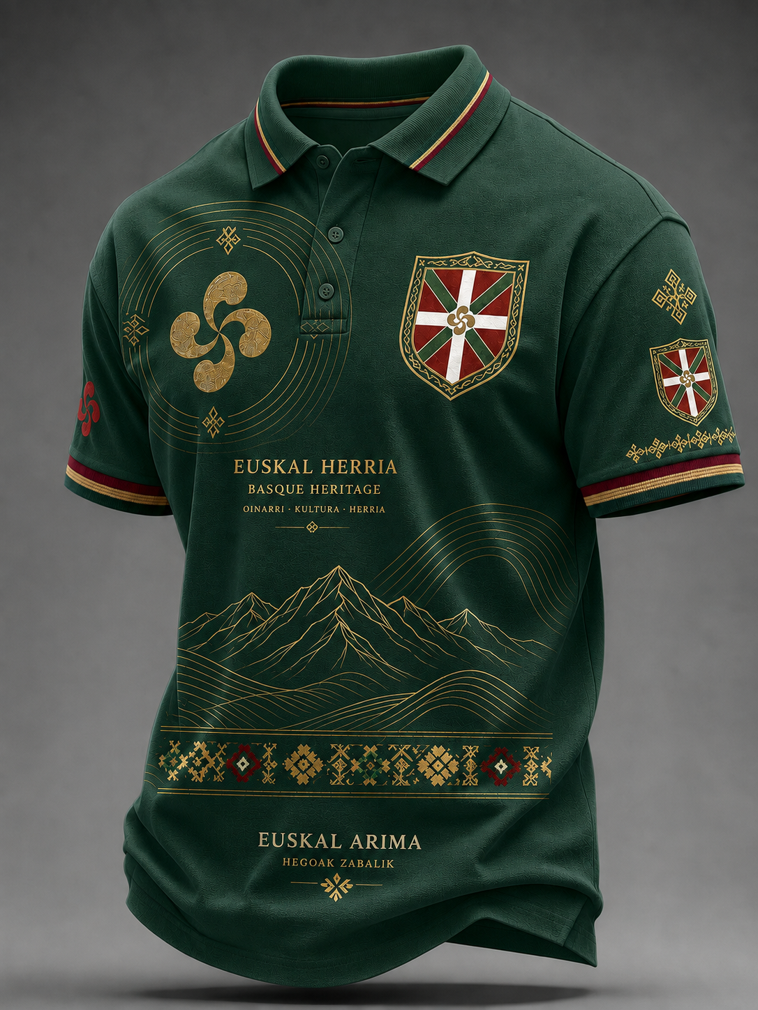 Camisa vasca de manga corta para hombre