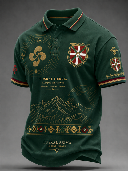Camisa vasca de manga corta para hombre