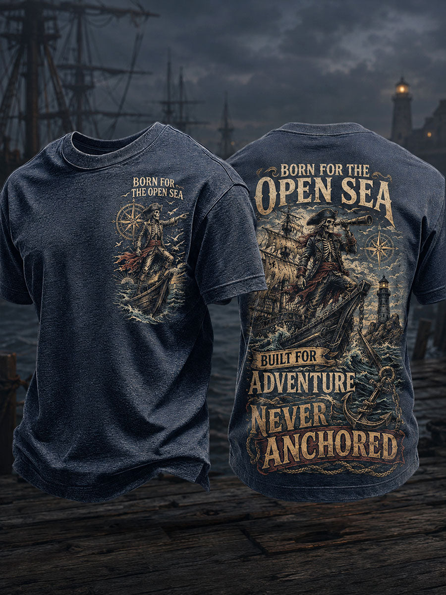 Tops de hombre "BORN FOR THE OPEN SEA BUILT FOR ADVENTURE NEVER ANCHORED"