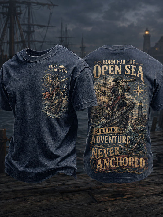 Tops de hombre "BORN FOR THE OPEN SEA BUILT FOR ADVENTURE NEVER ANCHORED"
