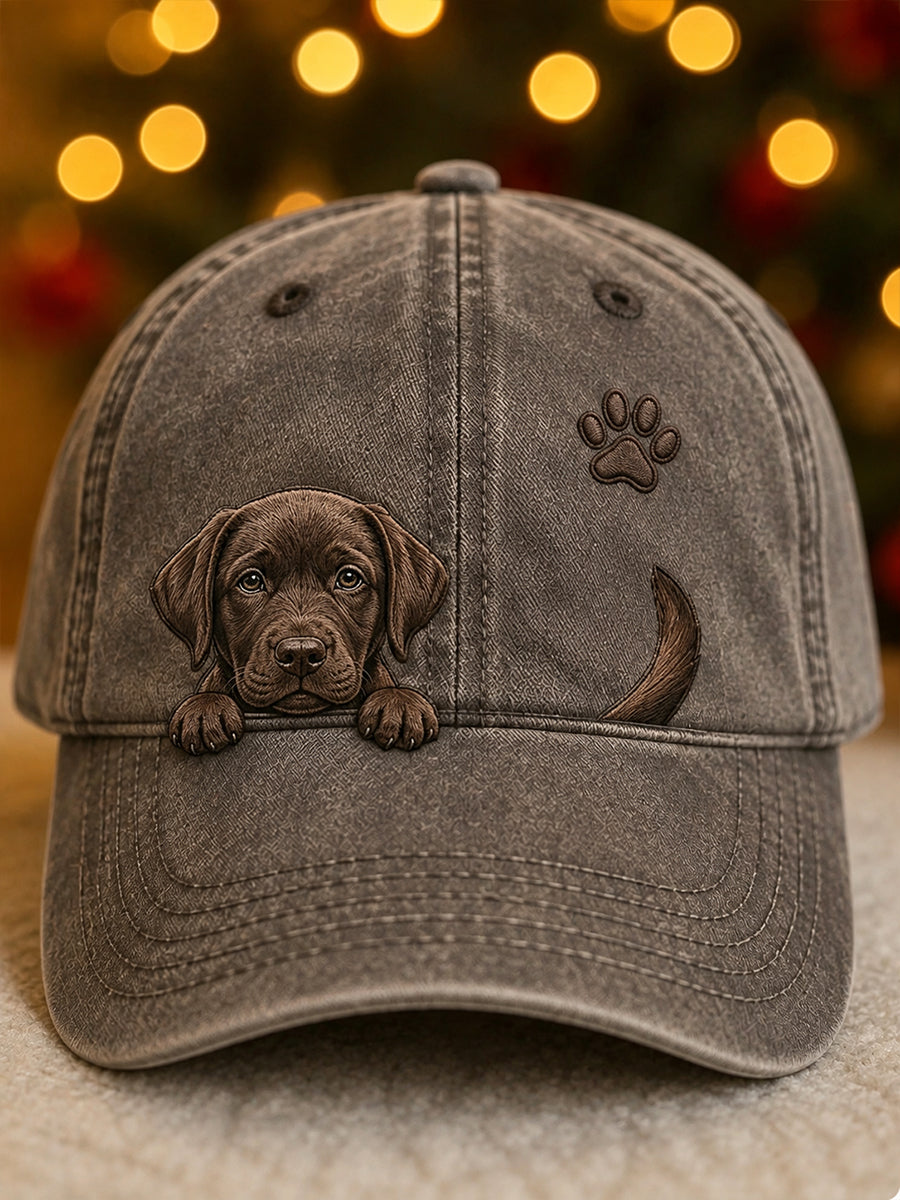 Lindo Peeking Labrador Retriever y Paw Print Unisex Sombrero