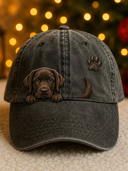 Lindo Peeking Labrador Retriever y Paw Print Unisex Sombrero