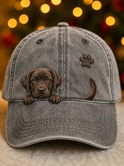 Lindo Peeking Labrador Retriever y Paw Print Unisex Sombrero
