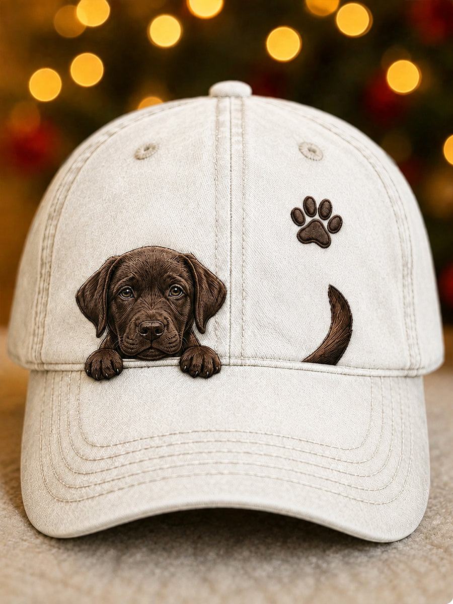 Lindo Peeking Labrador Retriever y Paw Print Unisex Sombrero