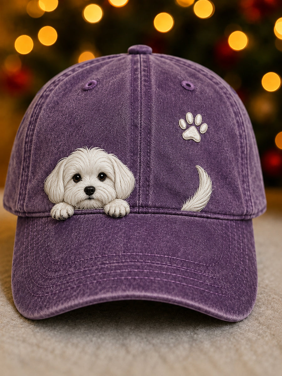 Lindo Peeking Maltese Dog & Paw Print Unisex Sombrero