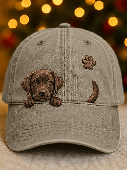 Lindo Peeking Labrador Retriever y Paw Print Unisex Sombrero