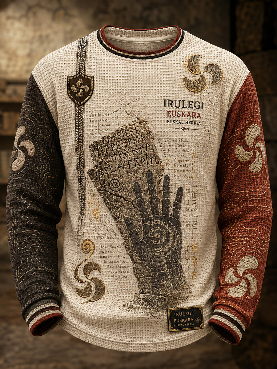 Camiseta de manga larga con diseño de gofres para hombre, País Vasco, España