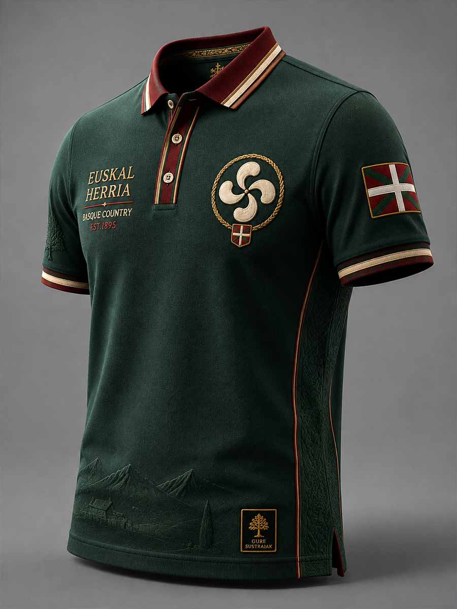 Polo con estampado vasco vintage para hombre