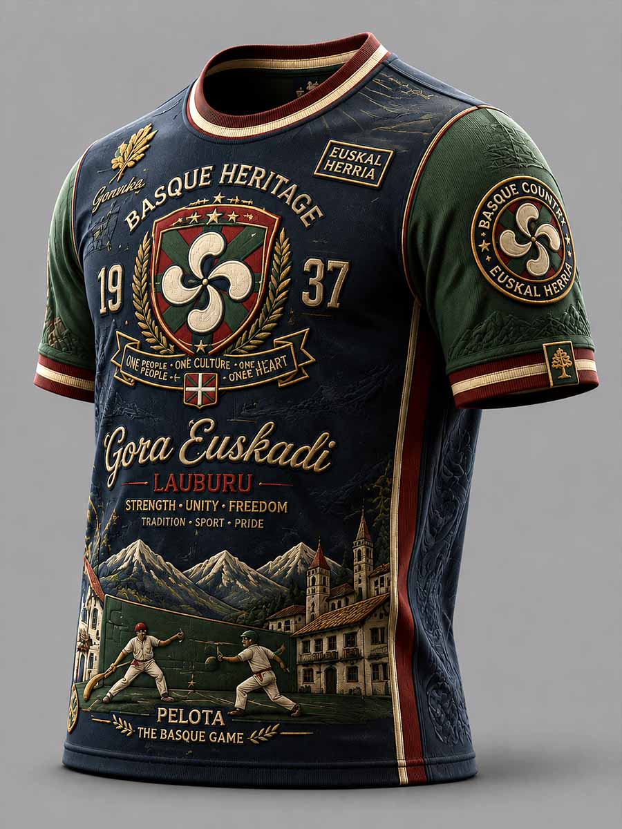 Camiseta vintage para hombre con estampado vasco