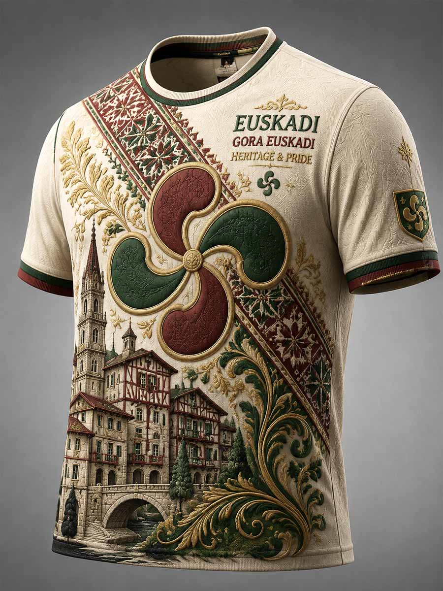 Camiseta vintage para hombre con estampado vasco