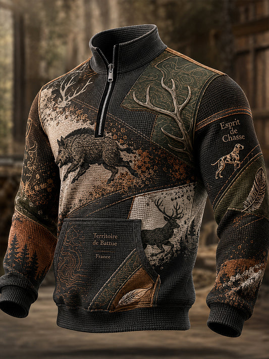 Camiseta de manga larga para hombre French Hunting Season Waffle