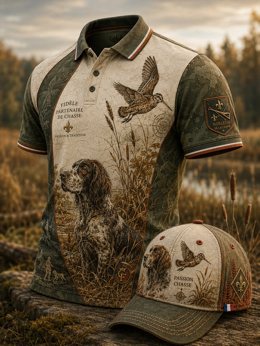 Camiseta de manga corta de temporada de caza francesa para hombre