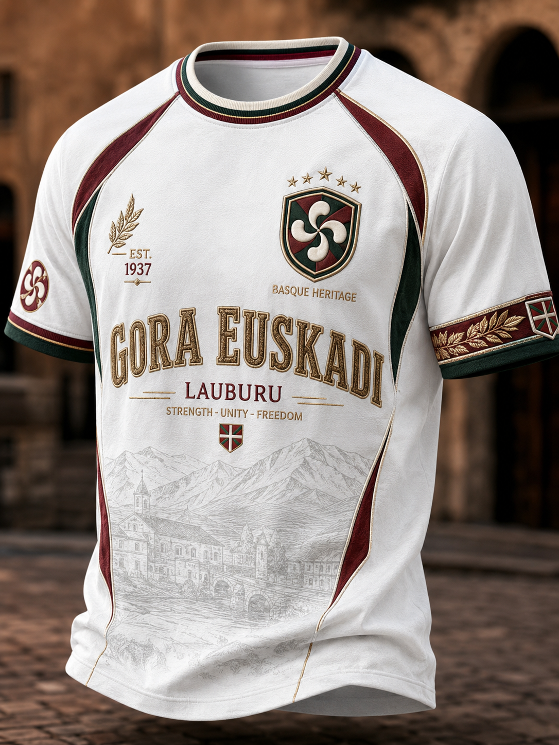 Camiseta vasca de manga corta para hombre